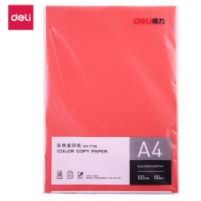 得力（deli）A4红色复印纸 彩色打印纸手工折纸卡纸 80g100张/包 7758