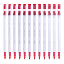 得力(deli)全针管中性笔 0.5mm大容量 一次性水笔签字笔红色12支/盒
